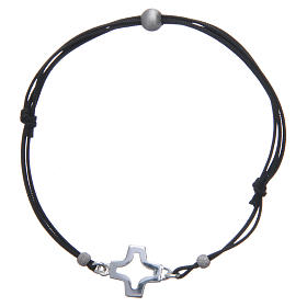 Bracelet with perforated cross in 925 silver and cord