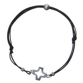 Bracelet with perforated cross in 925 silver and cord