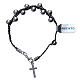Schwarzer Zehner Armband Silber 925 glatten Perlen s2
