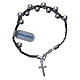 Single decade Bracelet with polished grains in 925 silver and cord s1