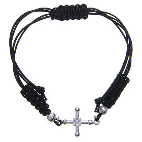 Bracelet croix argent 925 fine corde noire