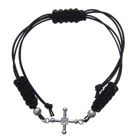 Bracelet croix argent 925 fine corde noire