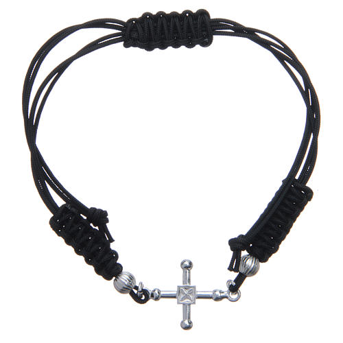 Bracelet croix argent 925 fine corde noire 1