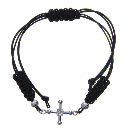 Bracelet croix argent 925 fine corde noire 2
