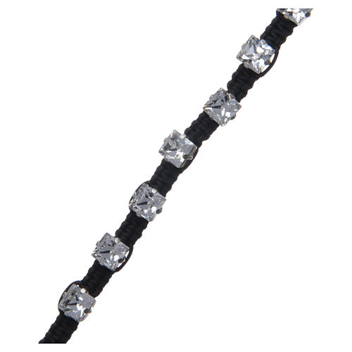 Single decade Bracelet with strass grains and sterling silver on cord 3