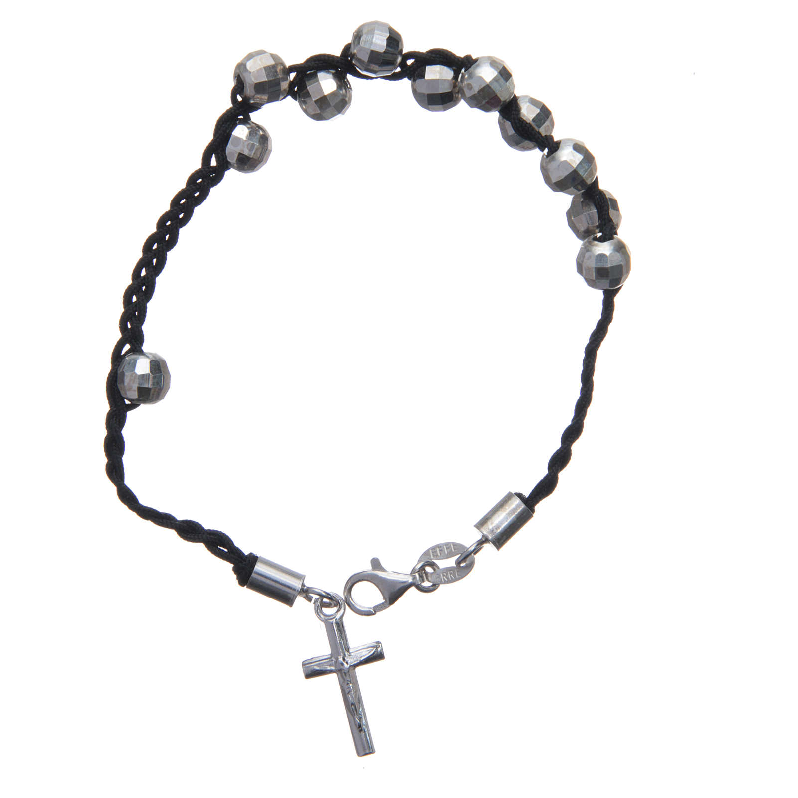 Single decade rosary Bracelet in 925 silver and cord | online sales on ...