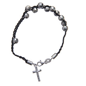Single decade rosary Bracelet in 925 silver and cord