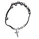 Single decade rosary Bracelet in 925 silver and cord s1