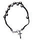 Single decade rosary Bracelet in 925 silver and cord s2