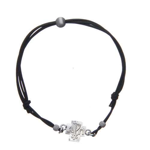 Bracelet croix Chi-Rho argent 925 corde noire 1