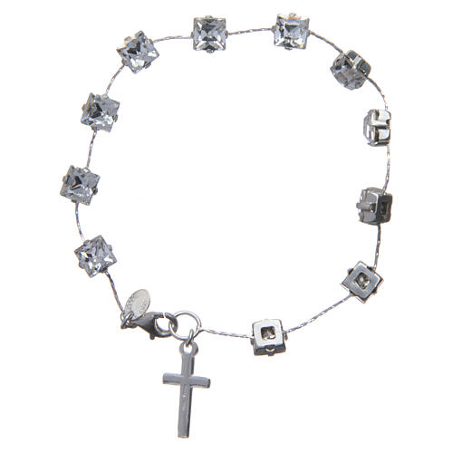 Pulsera decena cristal 5x5 mm Blanco 2