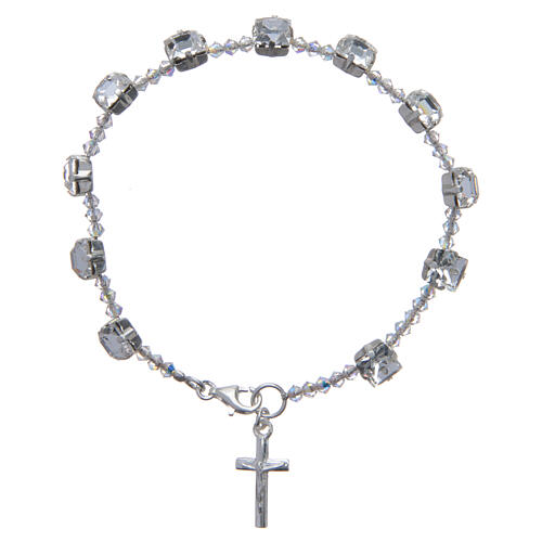 Zehner Armban strass und Kreuz Silber 925 weiss 1