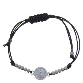 Armbänder aus Silber und Gold: Armband Medaille Papst Franziskus Silber 800 schwarz Armbänder aus Silber und Gold: Armband Medaille Papst Franziskus Silber 800 schwarz