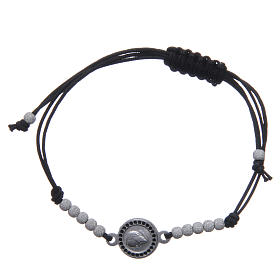 Bracelets argent et or: Bracelet Pape François argent 800 et corde