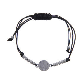 Bracelets argent et or: Bracelet médaille Pape François argent 800 et corde