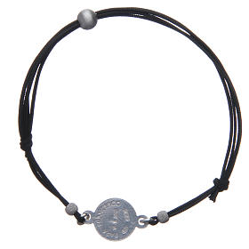 Bracelets argent et or: Bracelet médaille visage Pape François argent 800 et corde
