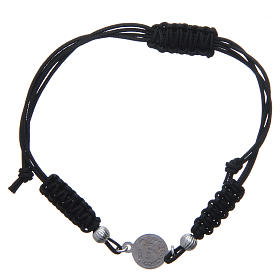Bracelets argent et or: Bracelet en corde visage Pape François et corde