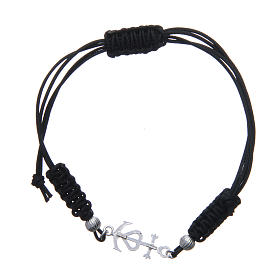 Bracelet with Faith, Hope and Charity in 925 silver and black line