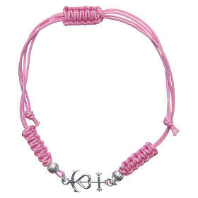 Pink codline bracelet, Faith Hope and Charity, 800 silver