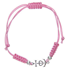 Pink codline bracelet, Faith Hope and Charity, 800 silver