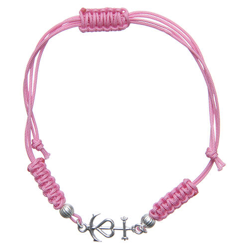 Pink codline bracelet, Faith Hope and Charity, 800 silver 1