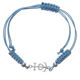 Bracelet Foi Espoir et Charité argent 800 corde bleu clair