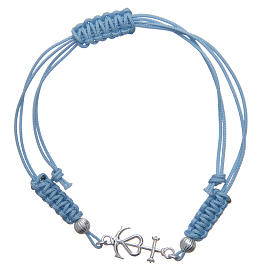 Bracelet with Faith, Hope and Charity in 800 silver and light blue line