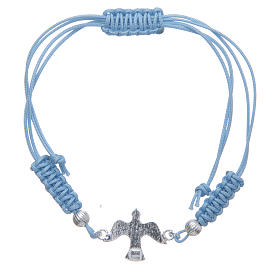 Bracelet corde bleu clair colombe argent 800