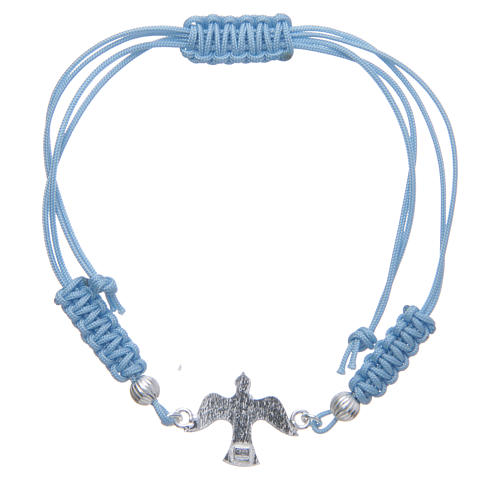 Bracelet corde bleu clair colombe argent 800 2