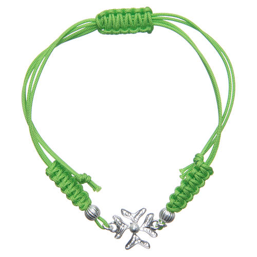 Bracelet croix filigrane argent 800 corde vert 1