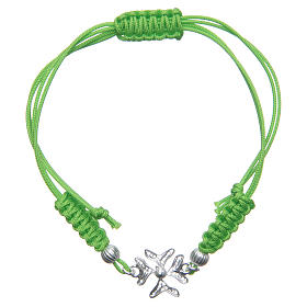 Bracelet with cross in 800 silver and filigree green cord