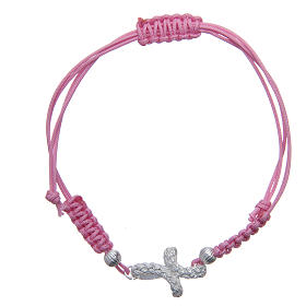 Pulseiras de Prata e Ouro: Pulseira cruz trança prata 925 fio cor-de-rosa