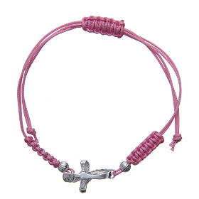 Pulseiras de Prata e Ouro: Pulseira cruz trança prata 925 fio cor-de-rosa