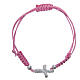 Bracelet with knotted cross in 925 silver and pink cord s1