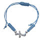 Bracelet croix tresse argent 800 corde bleu clair s1