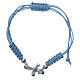 Bracelet croix tresse argent 800 corde bleu clair s2
