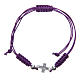 Armband Silber 800 und Strass Kreuz violetten Band s2