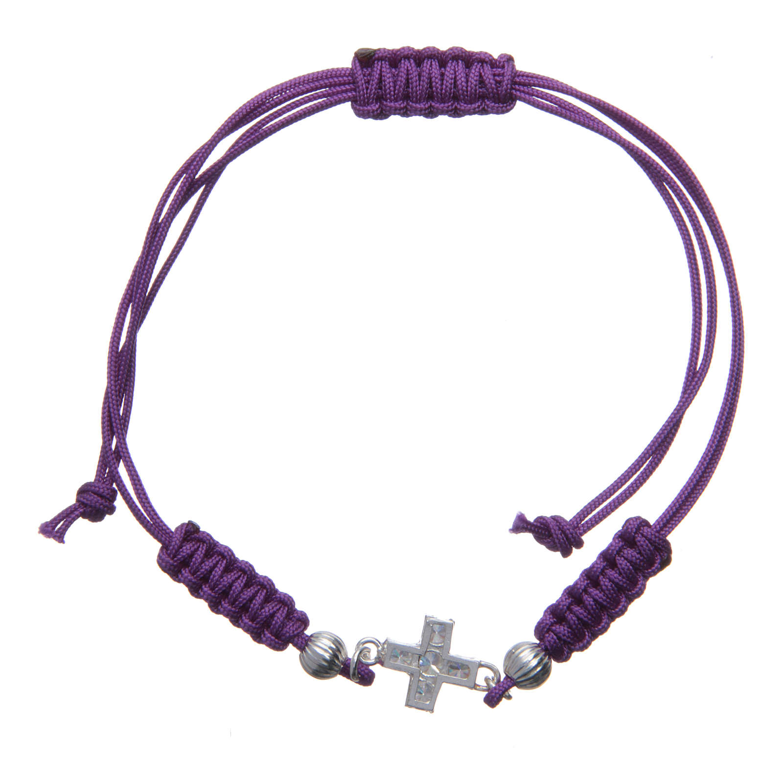 Pulsera Cruz Plata 800 Y Lentejuela Cuerda Violeta | Venta Online En ...