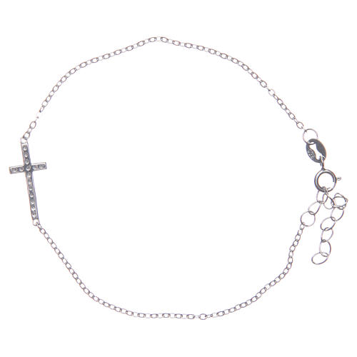 Bracelet with cross in 925 sterling silver finished in rhodium 2