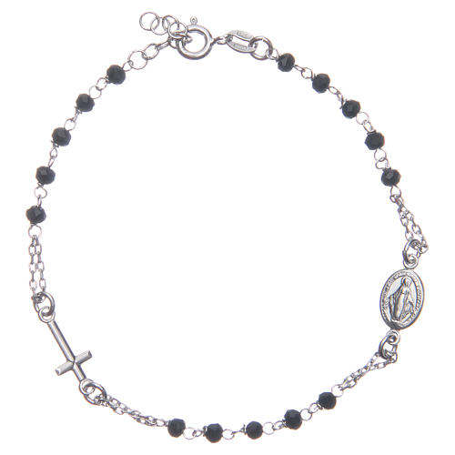 Rosary bracelet black and silver 925 sterling silver 1