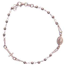 Bracciale rosario colore rosé argento 925