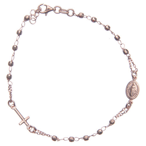 Bracciale rosario colore rosé argento 925 1