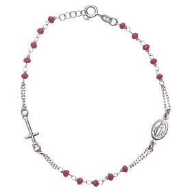 Armband Rosenkranz aus 925er Silber, rot