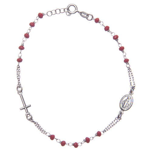 Pulsera rosario color rojo plata 925 1