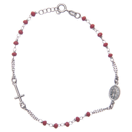Rosary bracelet red 925 sterling silver 2