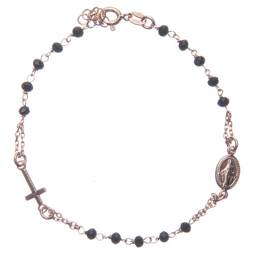 Rosary bracelet rosè and black 925 sterling silver 1