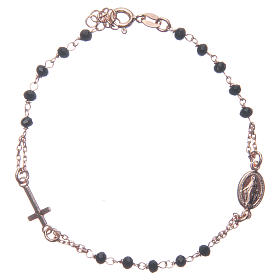 Rosary bracelet rosè and black 925 sterling silver