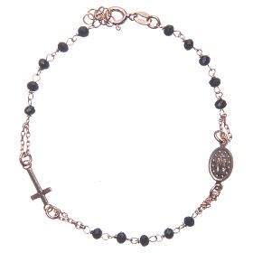 Rosary bracelet rosè and black 925 sterling silver