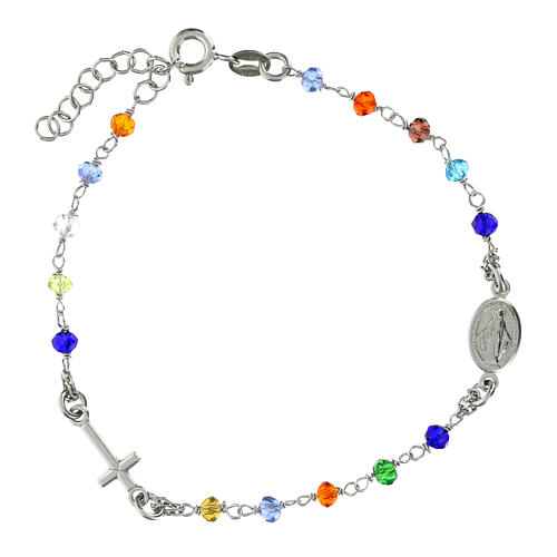 Pulsera rosario color multicolor plata 925 1