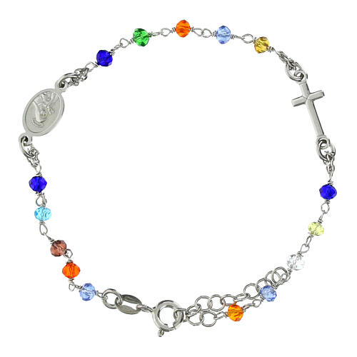Pulsera rosario color multicolor plata 925 3
